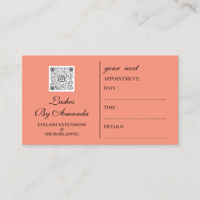 Appointment Card Makeup Artist Logo Esthetican QR  (Front)