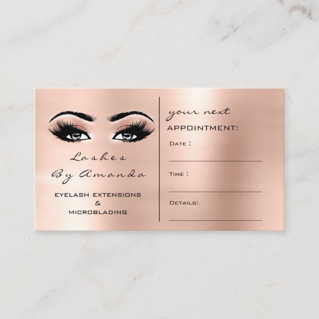 Appointment Card Makeup Artist Peach Rose Lashes (Front)