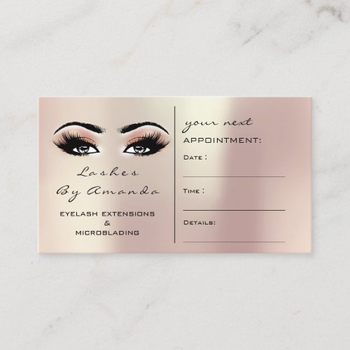 Appointment Card Makeup Artist Peach Rose Lashes
