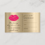 Appointment Card Makeup Artist Pink Kiss Lips Gold