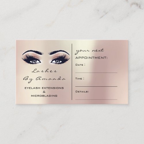 Appointment Card Makeup Artist Rose Gold Lashes