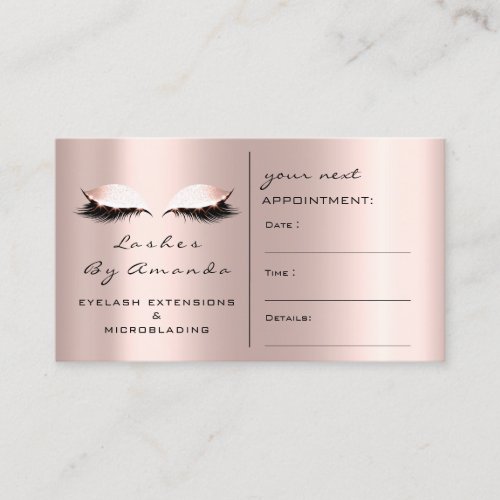 Appointment Card Makeup Artist Rose Gold Lashes