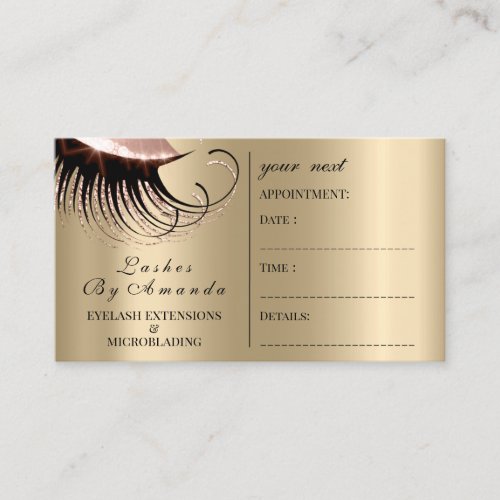Appointment Card Makeup Artist Rose Lashes Gold