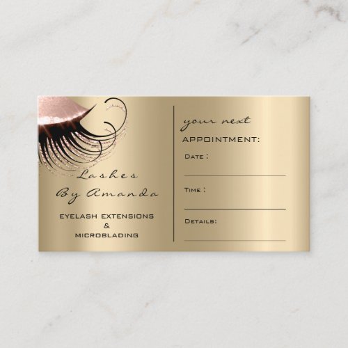 Appointment Card Makeup Artist Rose Lashes Gold