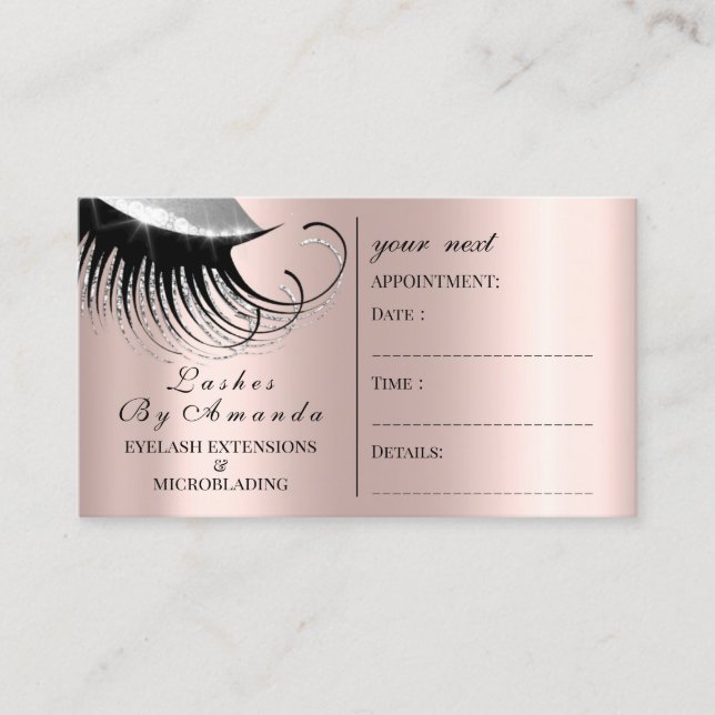 Appointment Card Makeup Artist Rose Lashes Gray (Front)