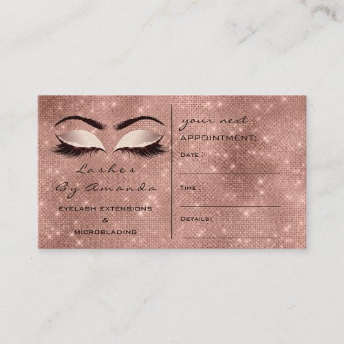 Appointment Card Makeup Artist Rose Pink Lashes