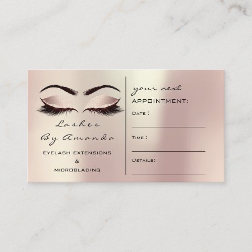 Appointment Card Makeup Artist Rose Pink Lashes