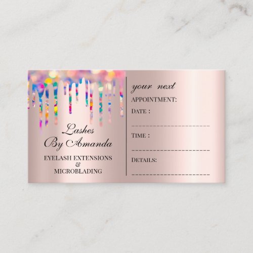 Appointment Card Makeup Artist Rose Unicorn Lashes