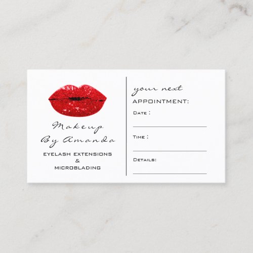 Appointment Card Makeup Couch white  Red Kisss Lip