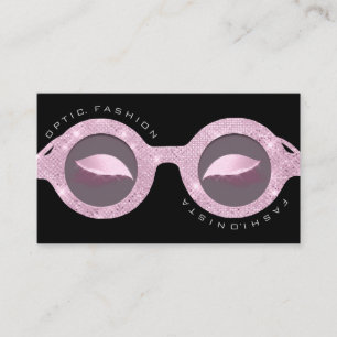 Appointment Card Optic Rose Glitter Black Glasses