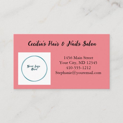 Appointment Card Pink Logo Hair Nail Business Card
