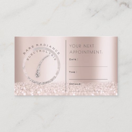 Appointment Card Rose Electrolysis Glitter Logo