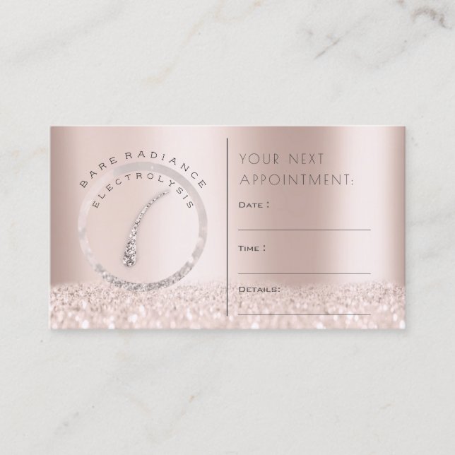 Appointment Card Rose Electrolysis Glitter Logo (Front)