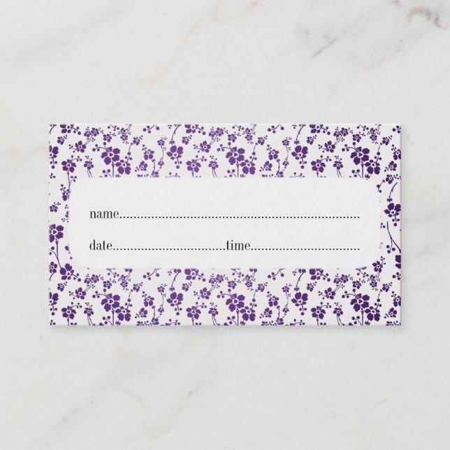 Appointment Card Salon Floral Purple (Front)