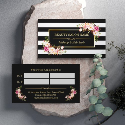 Appointment Card Vintage Beauty Salon Gold Floral