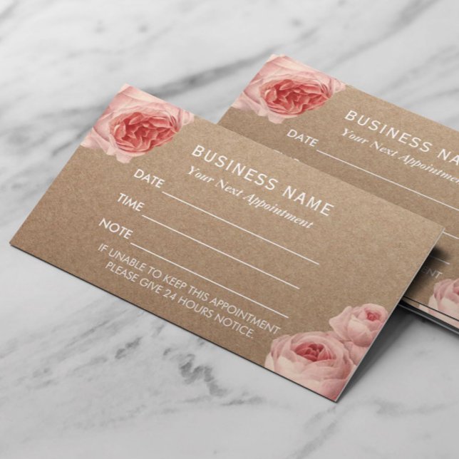 Appointment Card | Vintage Floral Rustic Kraft (Creator Uploaded)