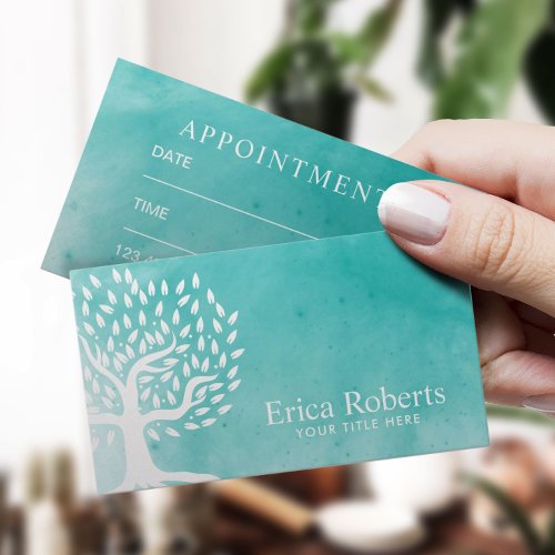 Appointment Card  Vintage Tree Elegant Watercolor