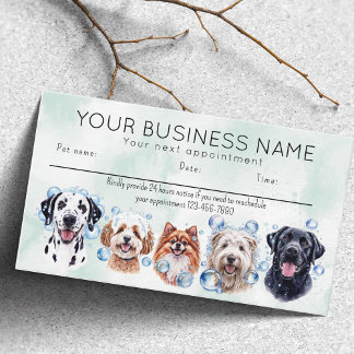 Appointment card watercolor dogs bubbles