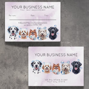 Appointment card watercolor dogs bubbles