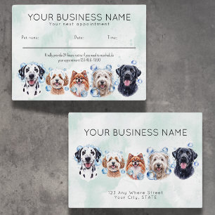 Appointment card watercolor dogs bubbles