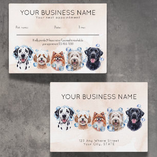 Appointment card watercolor dogs bubbles