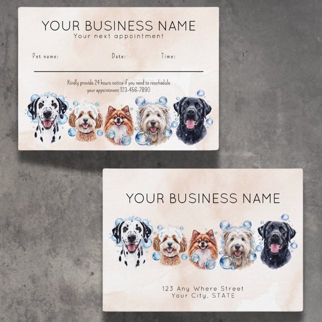 Appointment card watercolor dogs bubbles (Creator Uploaded)