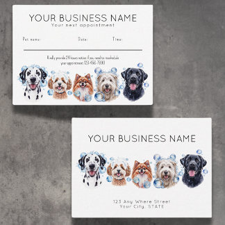 Appointment card watercolor dogs bubbles, white