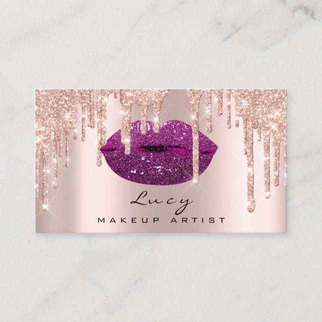 Appointment Drips Purple Lips Glitter Drips Makeup Card (Front)