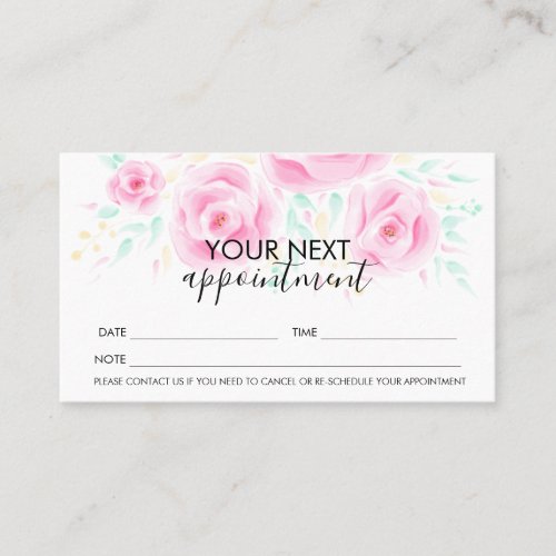 Appointment makeup hair pink floral rose lashes business card