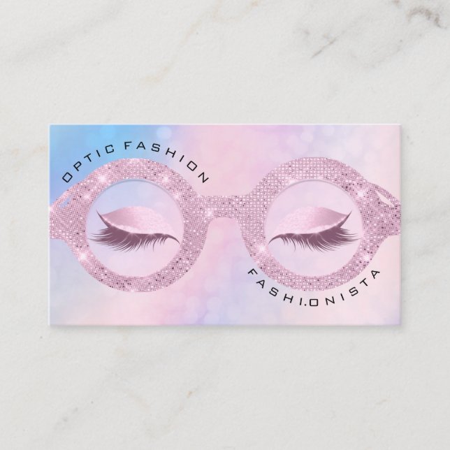 Appointment Optic Holograph Pink Eyes Glasses Calling Card (Front)