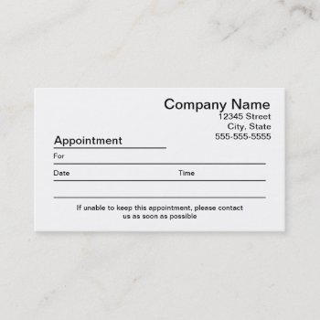 Appointment Reminder Business Card by bwmedia at Zazzle