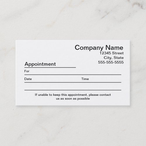Appointment Reminder Business Card
