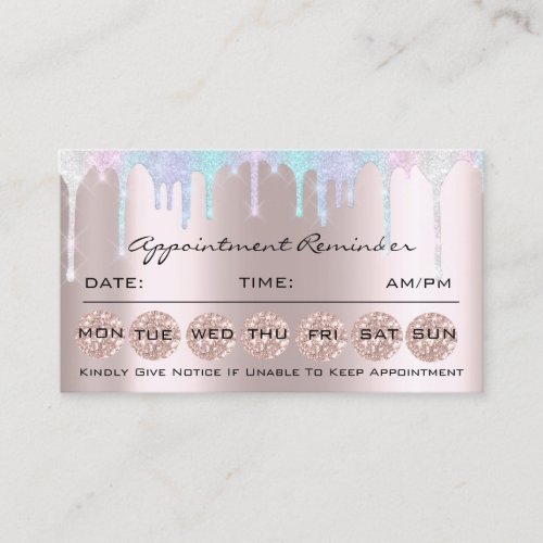Appointment Reminder Card Makeup Unicorn Holograph