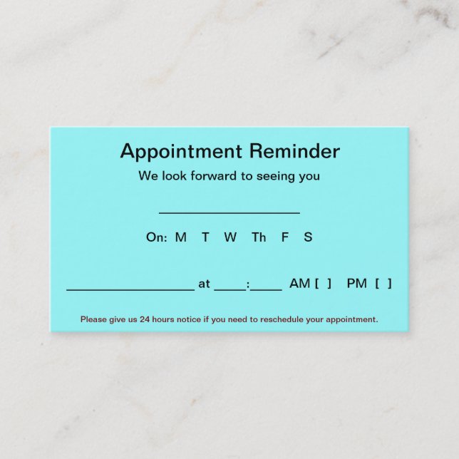 Appointment Reminder Cards (100 pack-Light Blue) (Front)