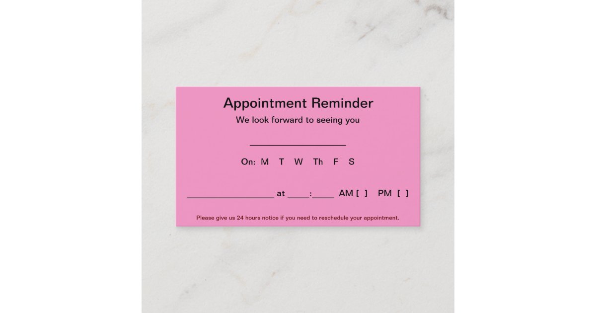 Appointment Reminder Cards (100 pack-Light Pink) | Zazzle