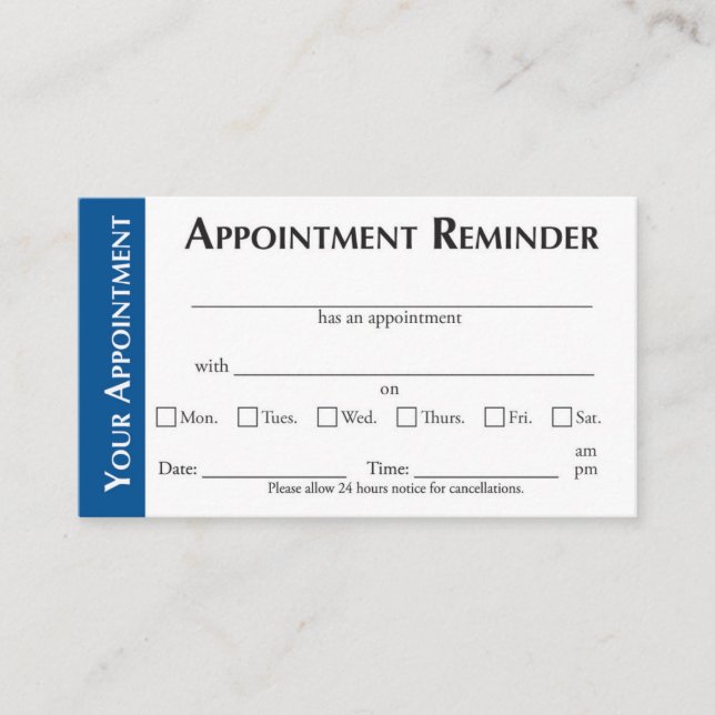 Appointment Reminder Cards - Dark Blue (Front)