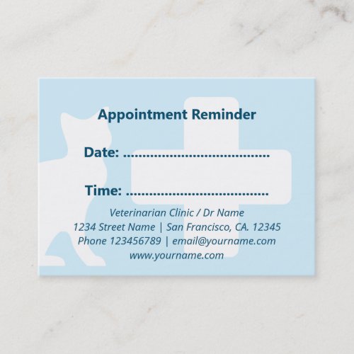 Appointment reminder cards for veterinarian