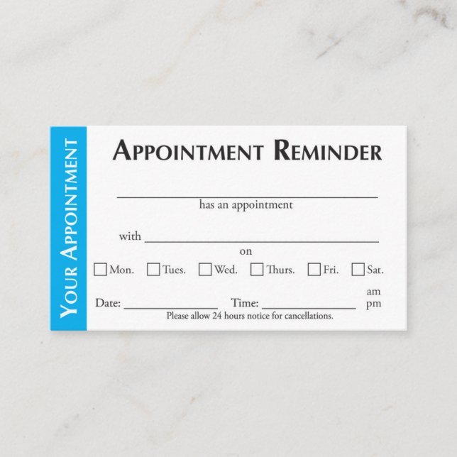 Appointment Reminder Cards - Light Blue (Front)