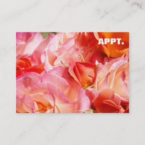 Appointment Reminder Cards Pink Rose Flowers Business Card