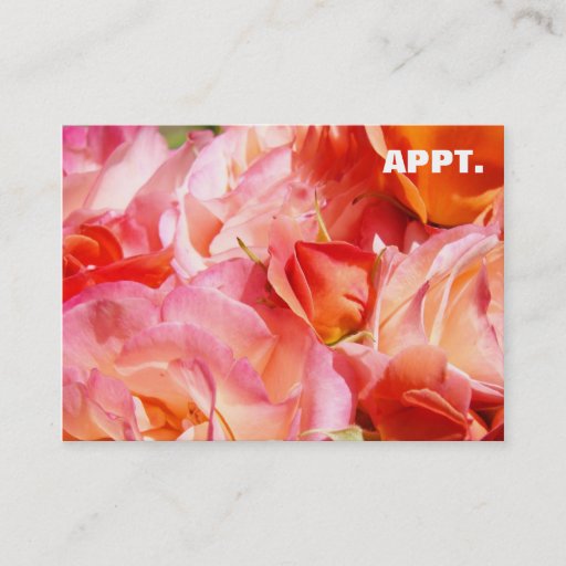 Customizable Appointment Reminder Cards Pink Rose Flowers Business Card