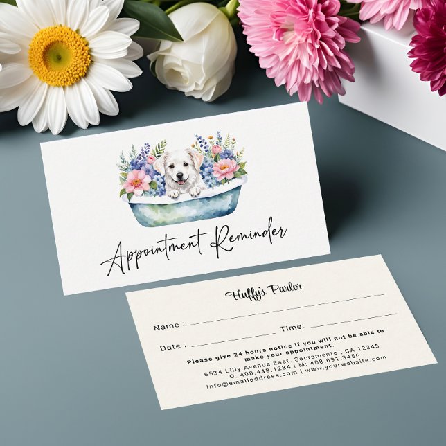 Appointment Reminder Dog Groomer Watercolor  Business Card (Creator Uploaded)