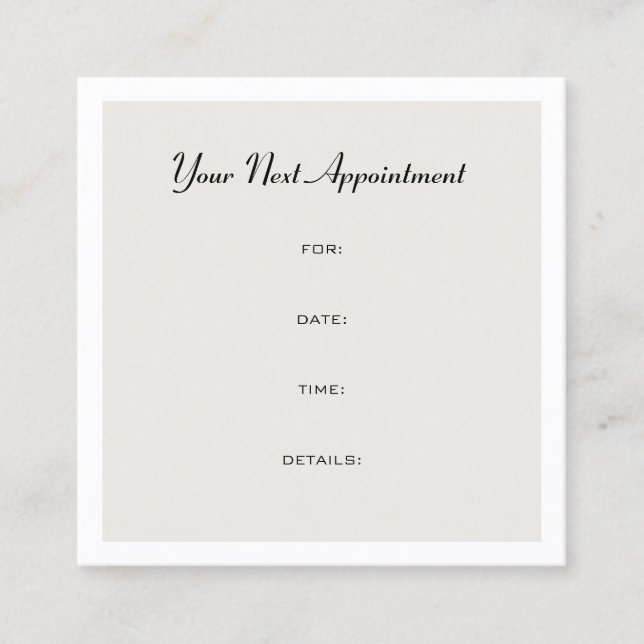 Appointment Reminder Elegant Design Plain Trendy Card (Front)