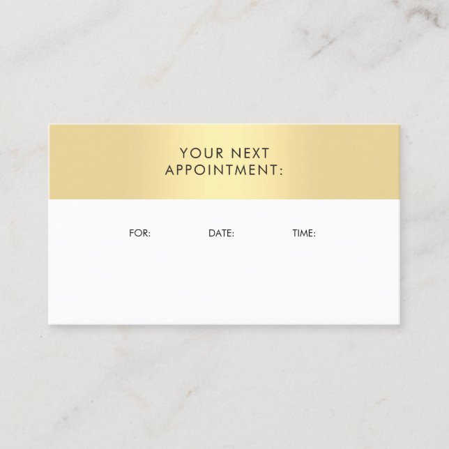 Appointment Reminder Elegant Gold Look Template Card (Front)