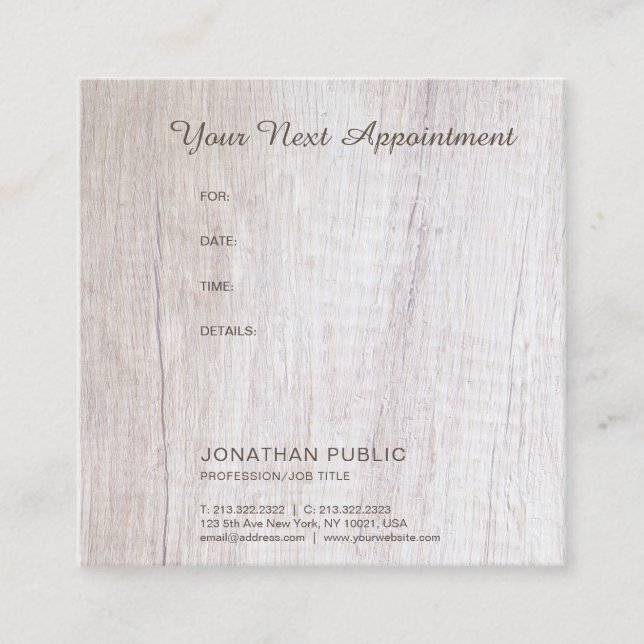 Appointment Reminder Elegant Wood Look Template Card (Front)