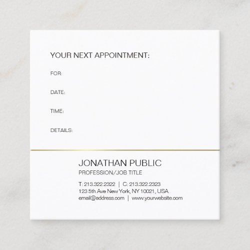 Appointment Reminder Gold White Elegant Design