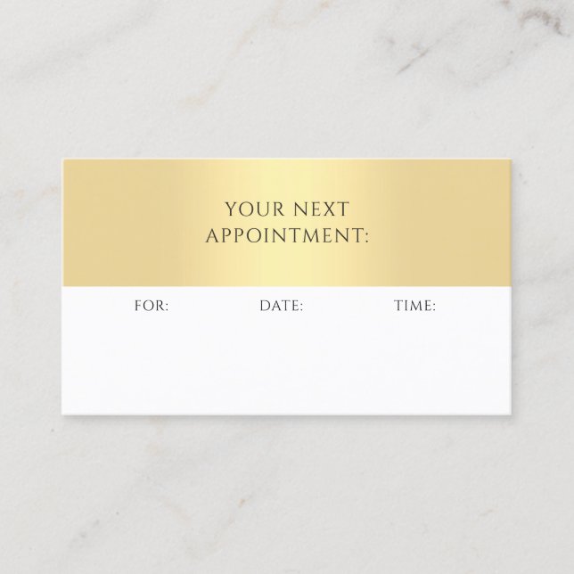 Appointment Reminder Gold White Elegant Template Card (Front)