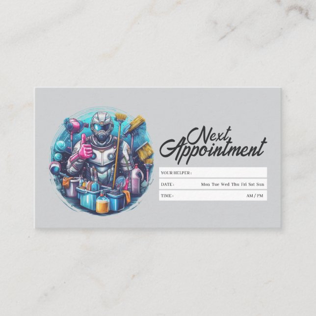 Appointment Reminder House Cleaning Housekeeping Business Card (Front)