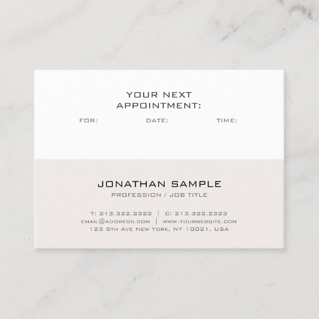 Appointment Reminder Modern Elegant Design Trendy Card (Front)
