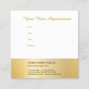 Appointment Reminder Modern Faux Gold Template Card