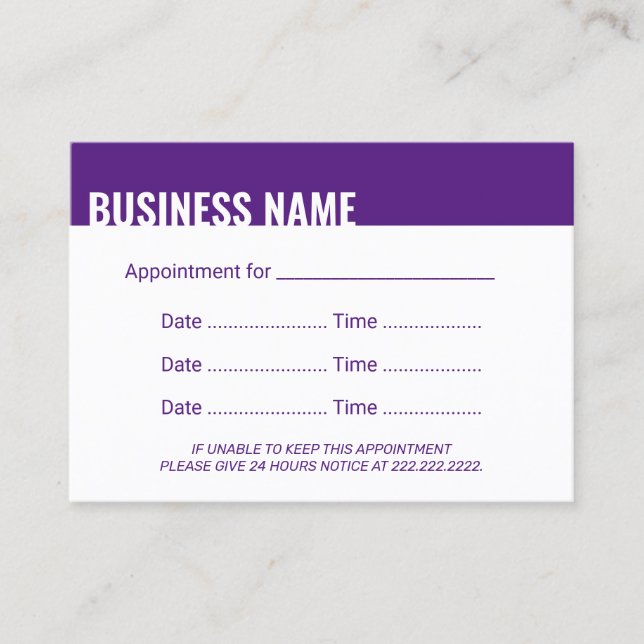 Appointment Reminder Modern Purple Bold Border (Front)